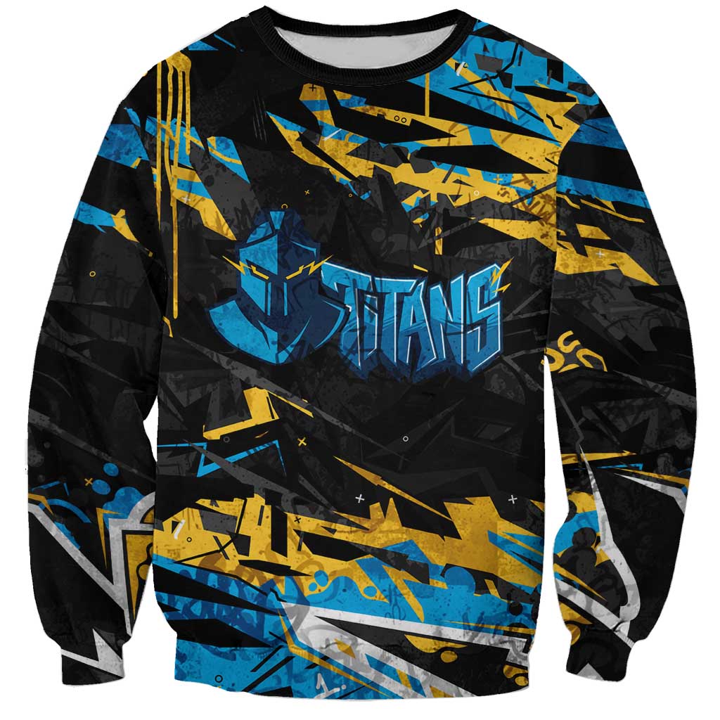 Personalized Gold Coast Titans Sweatshirt Graffiti Grunge Abstract Urban Street Style Design
