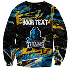 Personalized Gold Coast Titans Sweatshirt Graffiti Grunge Abstract Urban Street Style Design