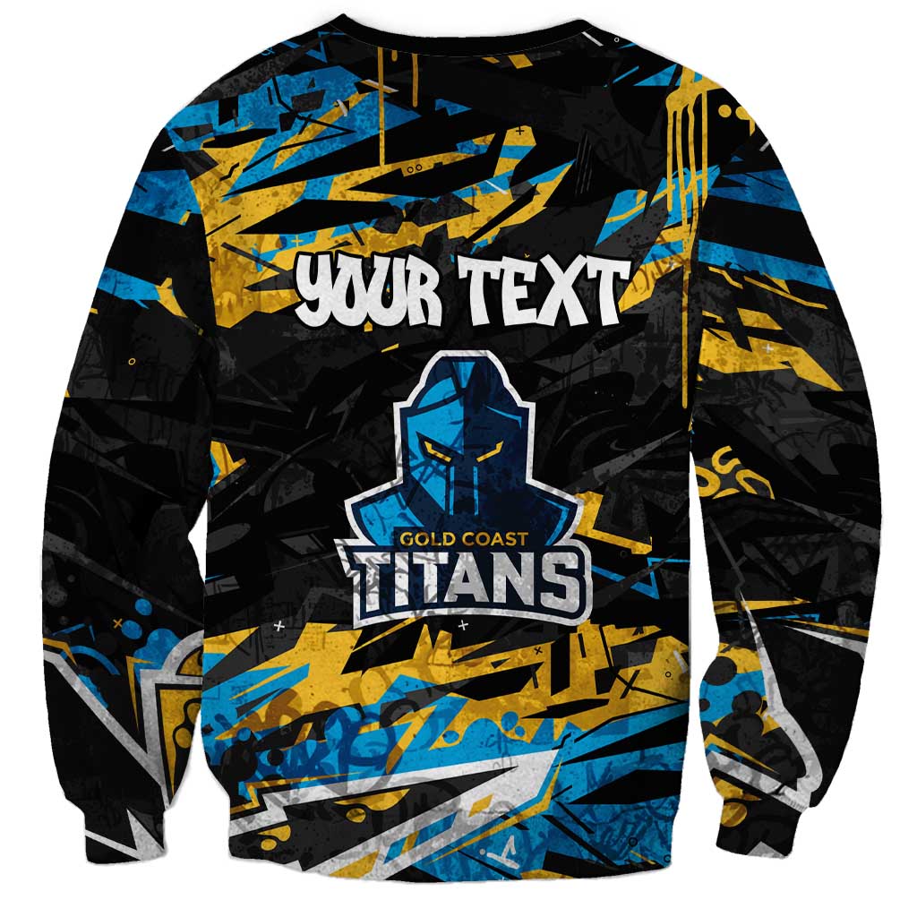 Personalized Gold Coast Titans Sweatshirt Graffiti Grunge Abstract Urban Street Style Design