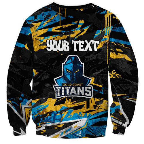 Personalized Gold Coast Titans Sweatshirt Graffiti Grunge Abstract Urban Street Style Design