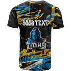 Personalized Gold Coast Titans T Shirt Graffiti Grunge Abstract Urban Street Style Design