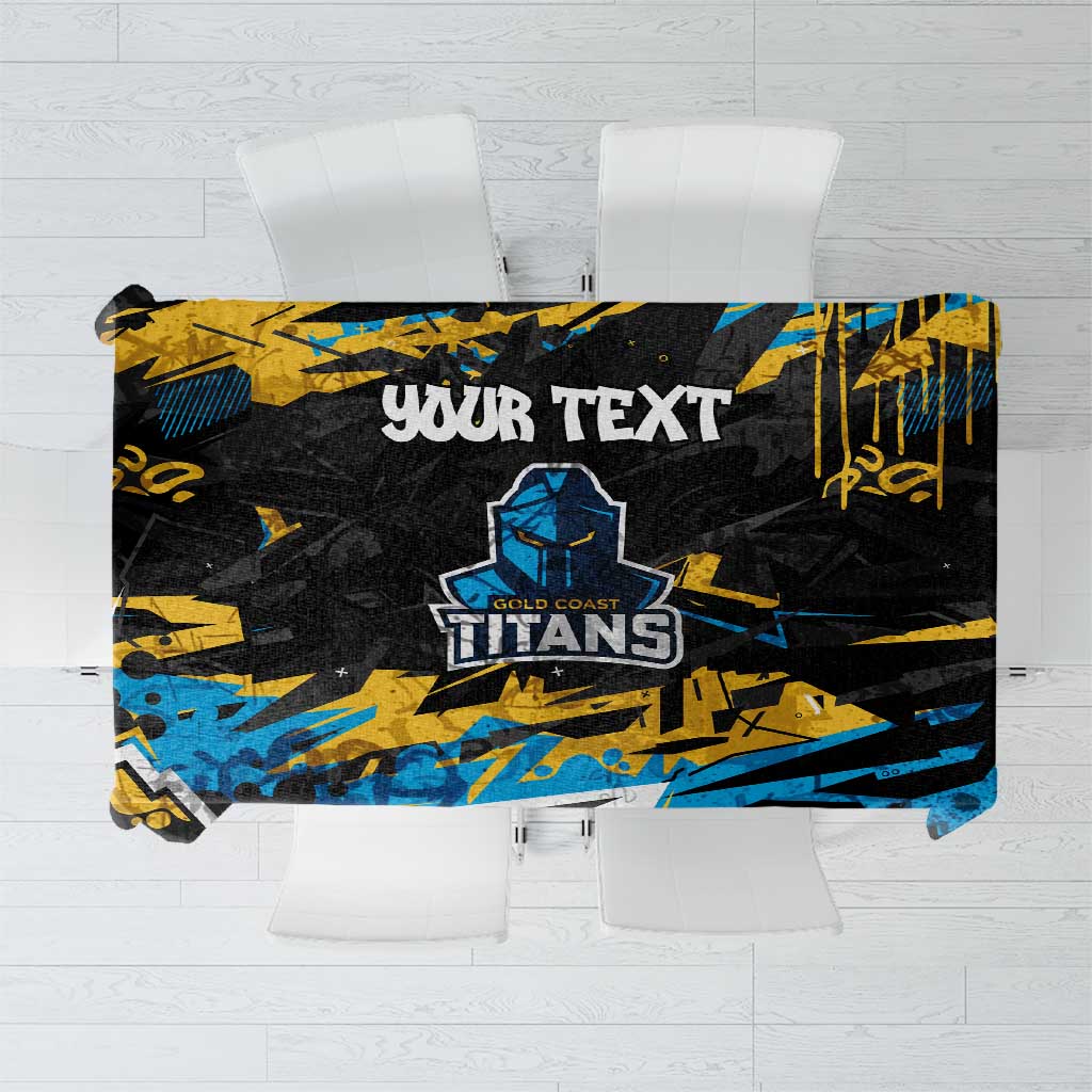 Personalized Gold Coast Titans Tablecloth Graffiti Grunge Abstract Urban Street Style Design