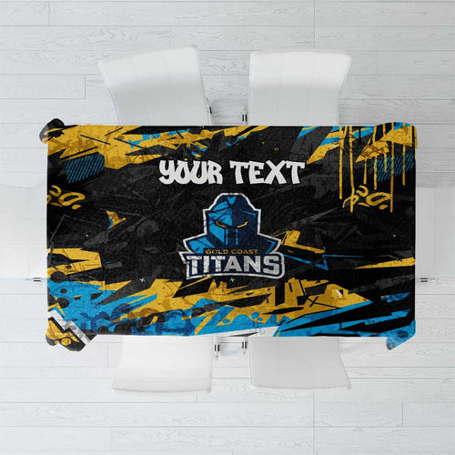 Personalized Gold Coast Titans Tablecloth Graffiti Grunge Abstract Urban Street Style Design