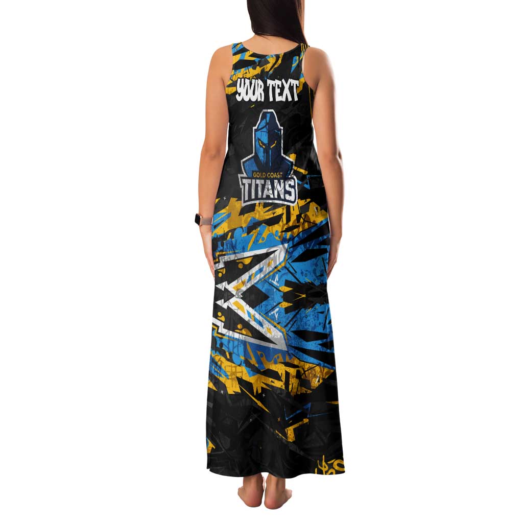 Personalized Gold Coast Titans Tank Maxi Dress Graffiti Grunge Abstract Urban Street Style Design