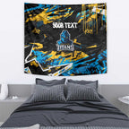 Personalized Gold Coast Titans Tapestry Graffiti Grunge Abstract Urban Street Style Design