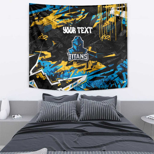 Personalized Gold Coast Titans Tapestry Graffiti Grunge Abstract Urban Street Style Design