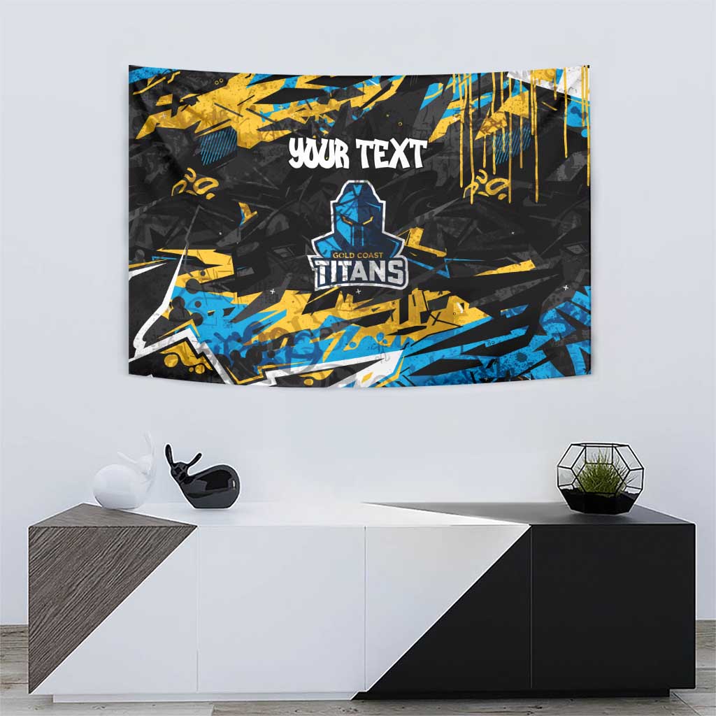 Personalized Gold Coast Titans Tapestry Graffiti Grunge Abstract Urban Street Style Design