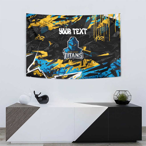 Personalized Gold Coast Titans Tapestry Graffiti Grunge Abstract Urban Street Style Design