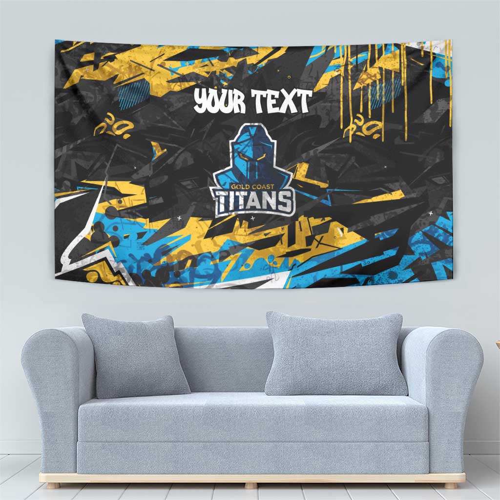 Personalized Gold Coast Titans Tapestry Graffiti Grunge Abstract Urban Street Style Design