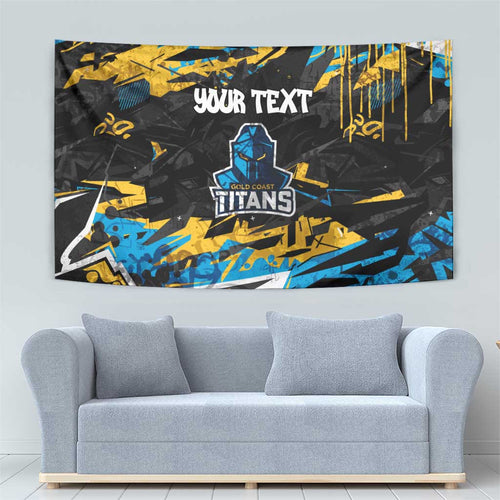 Personalized Gold Coast Titans Tapestry Graffiti Grunge Abstract Urban Street Style Design