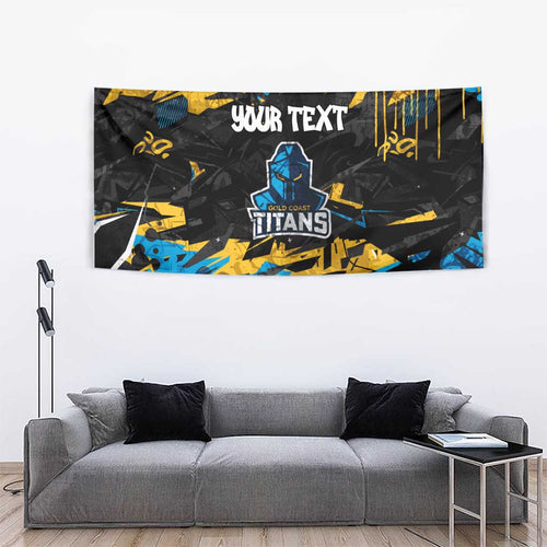 Personalized Gold Coast Titans Tapestry Graffiti Grunge Abstract Urban Street Style Design
