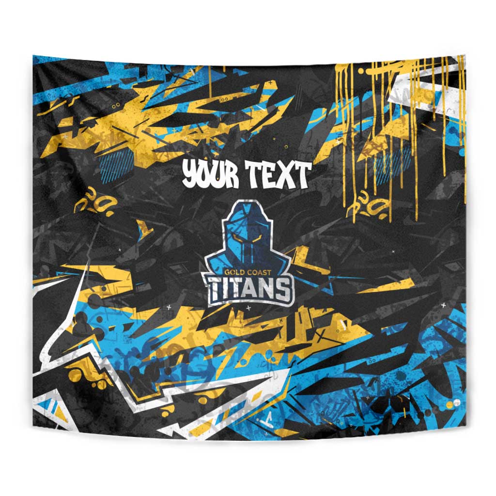 Personalized Gold Coast Titans Tapestry Graffiti Grunge Abstract Urban Street Style Design