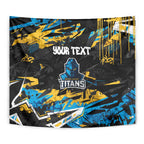 Personalized Gold Coast Titans Tapestry Graffiti Grunge Abstract Urban Street Style Design