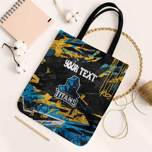 Personalized Gold Coast Titans Tote Bag Graffiti Grunge Abstract Urban Street Style Design