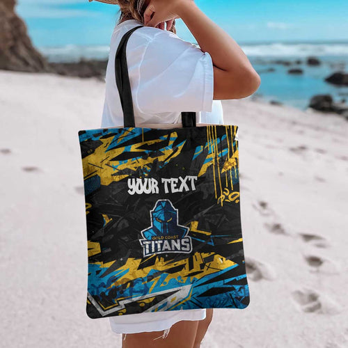 Personalized Gold Coast Titans Tote Bag Graffiti Grunge Abstract Urban Street Style Design