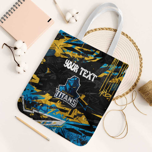 Personalized Gold Coast Titans Tote Bag Graffiti Grunge Abstract Urban Street Style Design