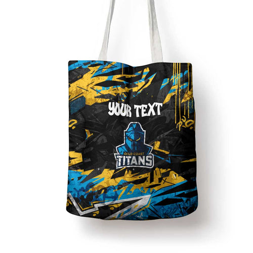 Personalized Gold Coast Titans Tote Bag Graffiti Grunge Abstract Urban Street Style Design