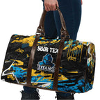 Personalized Gold Coast Titans Travel Bag Graffiti Grunge Abstract Urban Street Style Design