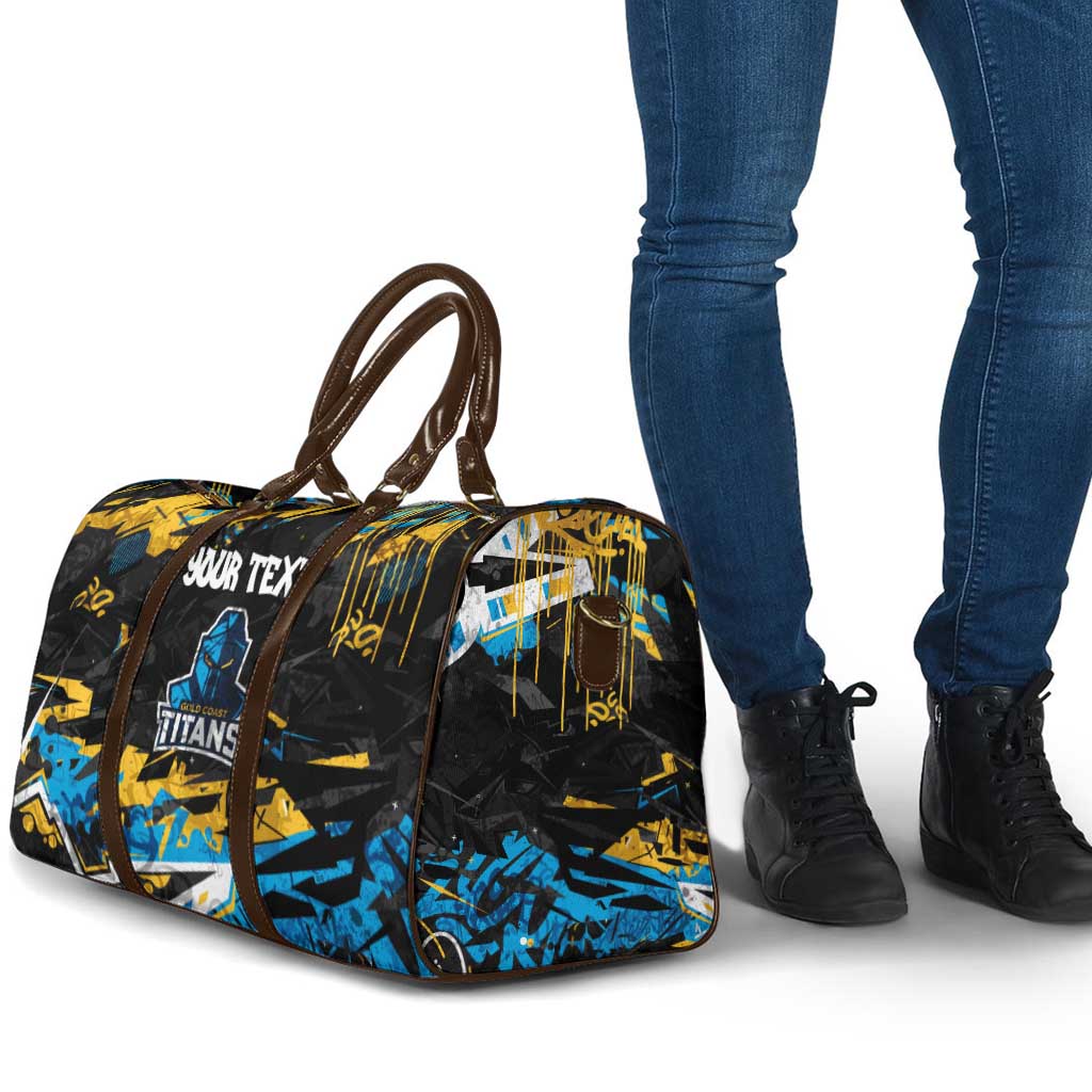 Personalized Gold Coast Titans Travel Bag Graffiti Grunge Abstract Urban Street Style Design
