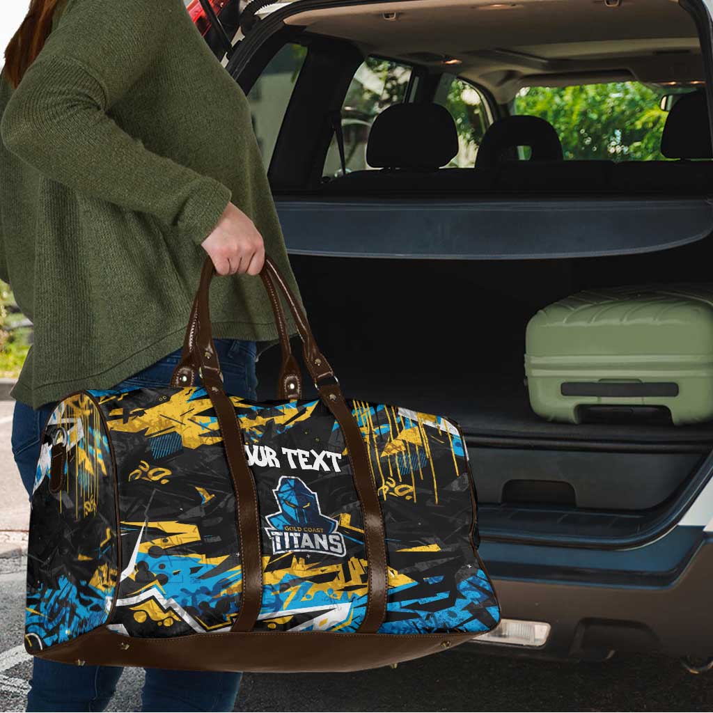 Personalized Gold Coast Titans Travel Bag Graffiti Grunge Abstract Urban Street Style Design