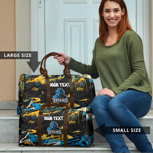 Personalized Gold Coast Titans Travel Bag Graffiti Grunge Abstract Urban Street Style Design