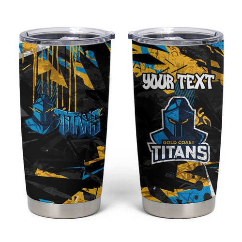 Personalized Gold Coast Titans Tumbler Cup Graffiti Grunge Abstract Urban Street Style Design