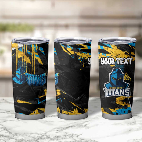 Personalized Gold Coast Titans Tumbler Cup Graffiti Grunge Abstract Urban Street Style Design