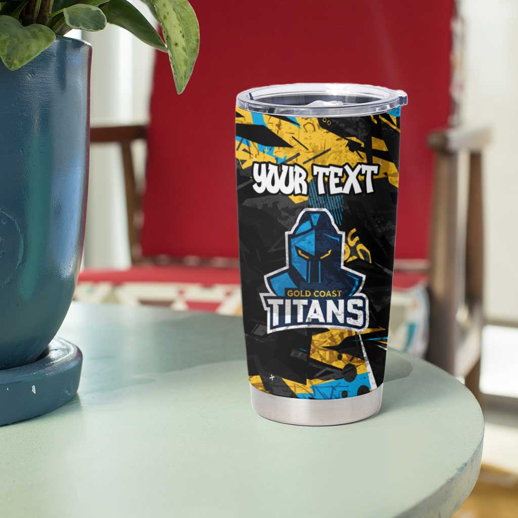 Personalized Gold Coast Titans Tumbler Cup Graffiti Grunge Abstract Urban Street Style Design