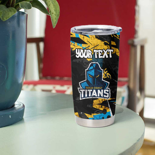 Personalized Gold Coast Titans Tumbler Cup Graffiti Grunge Abstract Urban Street Style Design