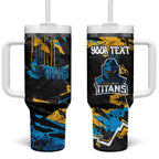Personalized Gold Coast Titans Tumbler With Handle Graffiti Grunge Abstract Urban Street Style Design