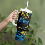 Personalized Gold Coast Titans Tumbler With Handle Graffiti Grunge Abstract Urban Street Style Design