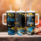 Personalized Gold Coast Titans Tumbler With Handle Graffiti Grunge Abstract Urban Street Style Design