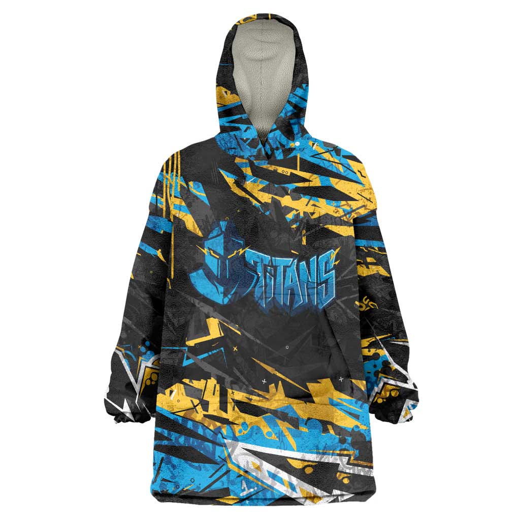 Personalized Gold Coast Titans Wearable Blanket Hoodie Graffiti Grunge Abstract Urban Street Style Design