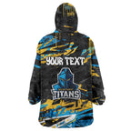 Personalized Gold Coast Titans Wearable Blanket Hoodie Graffiti Grunge Abstract Urban Street Style Design