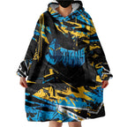 Personalized Gold Coast Titans Wearable Blanket Hoodie Graffiti Grunge Abstract Urban Street Style Design