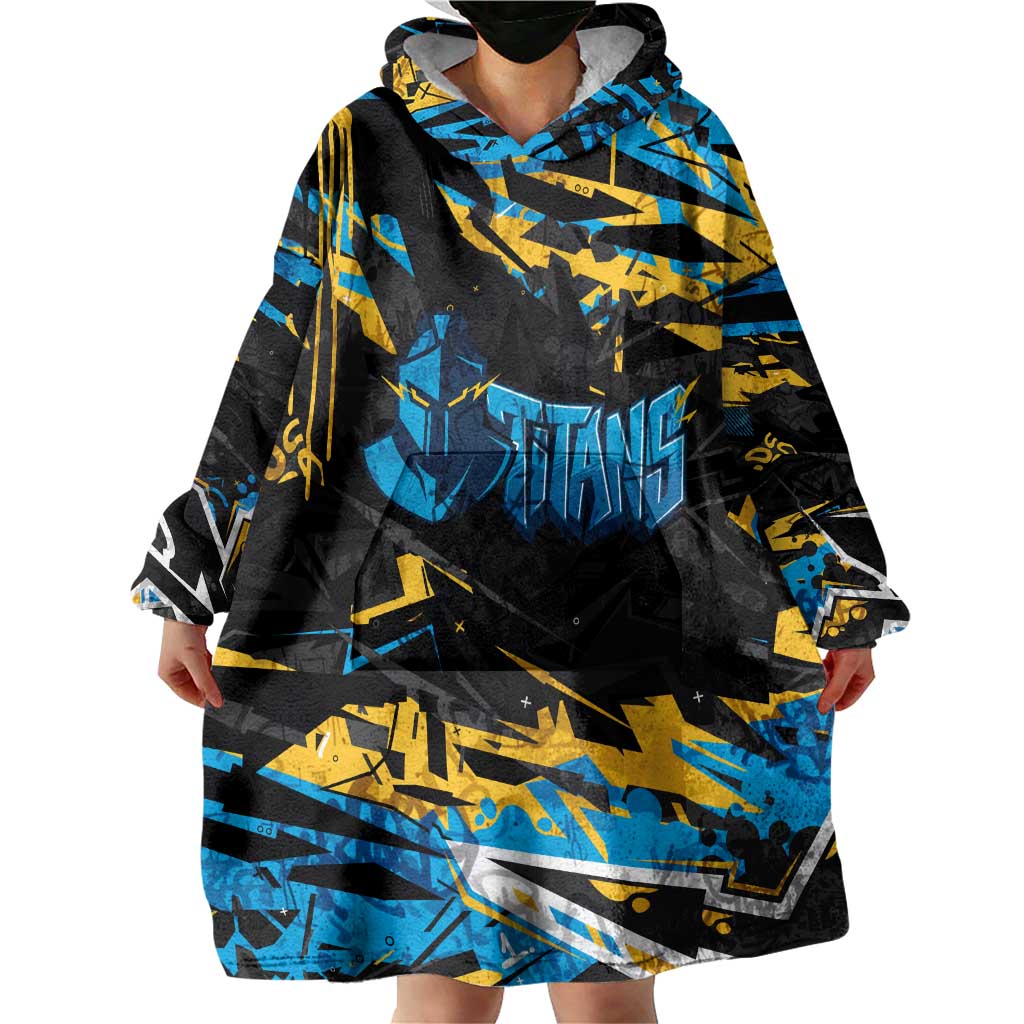 Personalized Gold Coast Titans Wearable Blanket Hoodie Graffiti Grunge Abstract Urban Street Style Design