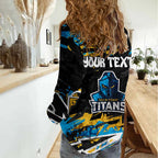 Personalized Gold Coast Titans Women Casual Shirt Graffiti Grunge Abstract Urban Street Style Design