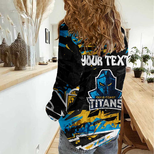 Personalized Gold Coast Titans Women Casual Shirt Graffiti Grunge Abstract Urban Street Style Design