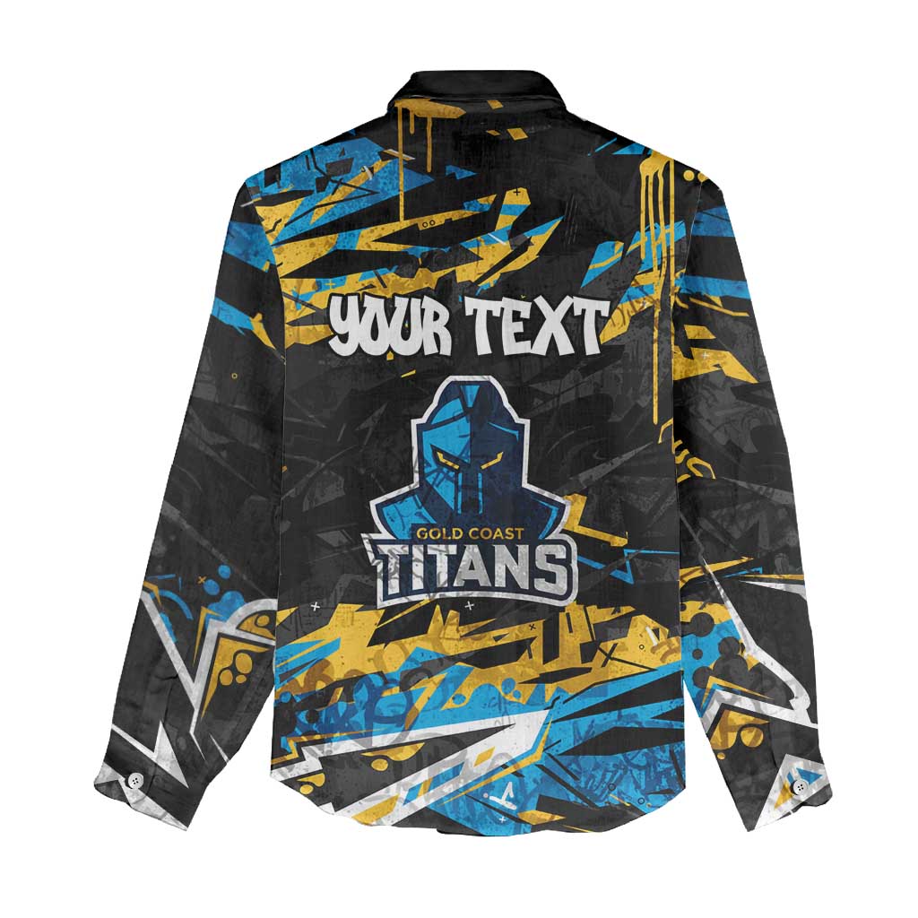 Personalized Gold Coast Titans Women Casual Shirt Graffiti Grunge Abstract Urban Street Style Design