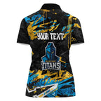 Personalized Gold Coast Titans Women Polo Shirt Graffiti Grunge Abstract Urban Street Style Design
