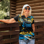 Personalized Gold Coast Titans Women Polo Shirt Graffiti Grunge Abstract Urban Street Style Design