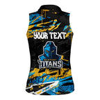 Personalized Gold Coast Titans Women Sleeveless Polo Shirt Graffiti Grunge Abstract Urban Street Style Design