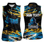 Personalized Gold Coast Titans Women Sleeveless Polo Shirt Graffiti Grunge Abstract Urban Street Style Design