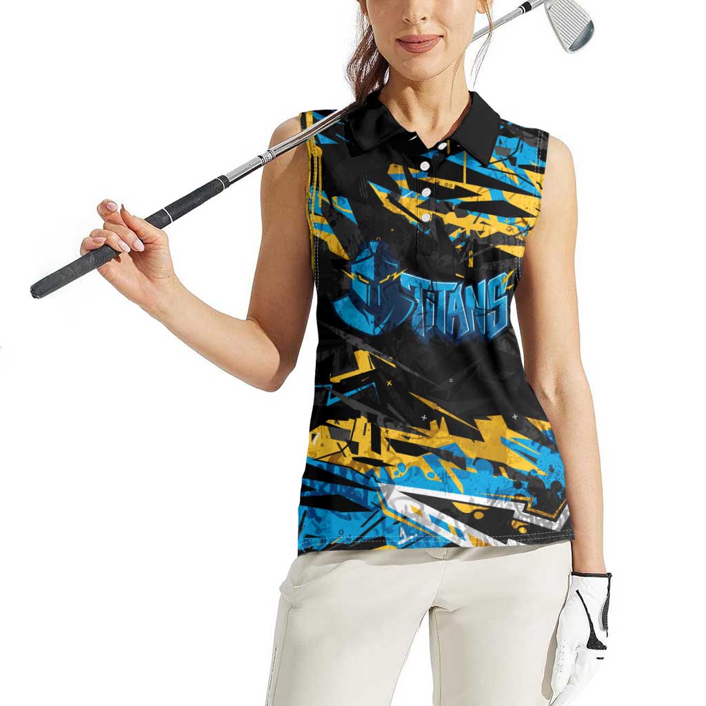 Personalized Gold Coast Titans Women Sleeveless Polo Shirt Graffiti Grunge Abstract Urban Street Style Design