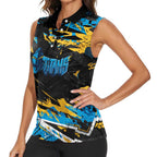 Personalized Gold Coast Titans Women Sleeveless Polo Shirt Graffiti Grunge Abstract Urban Street Style Design