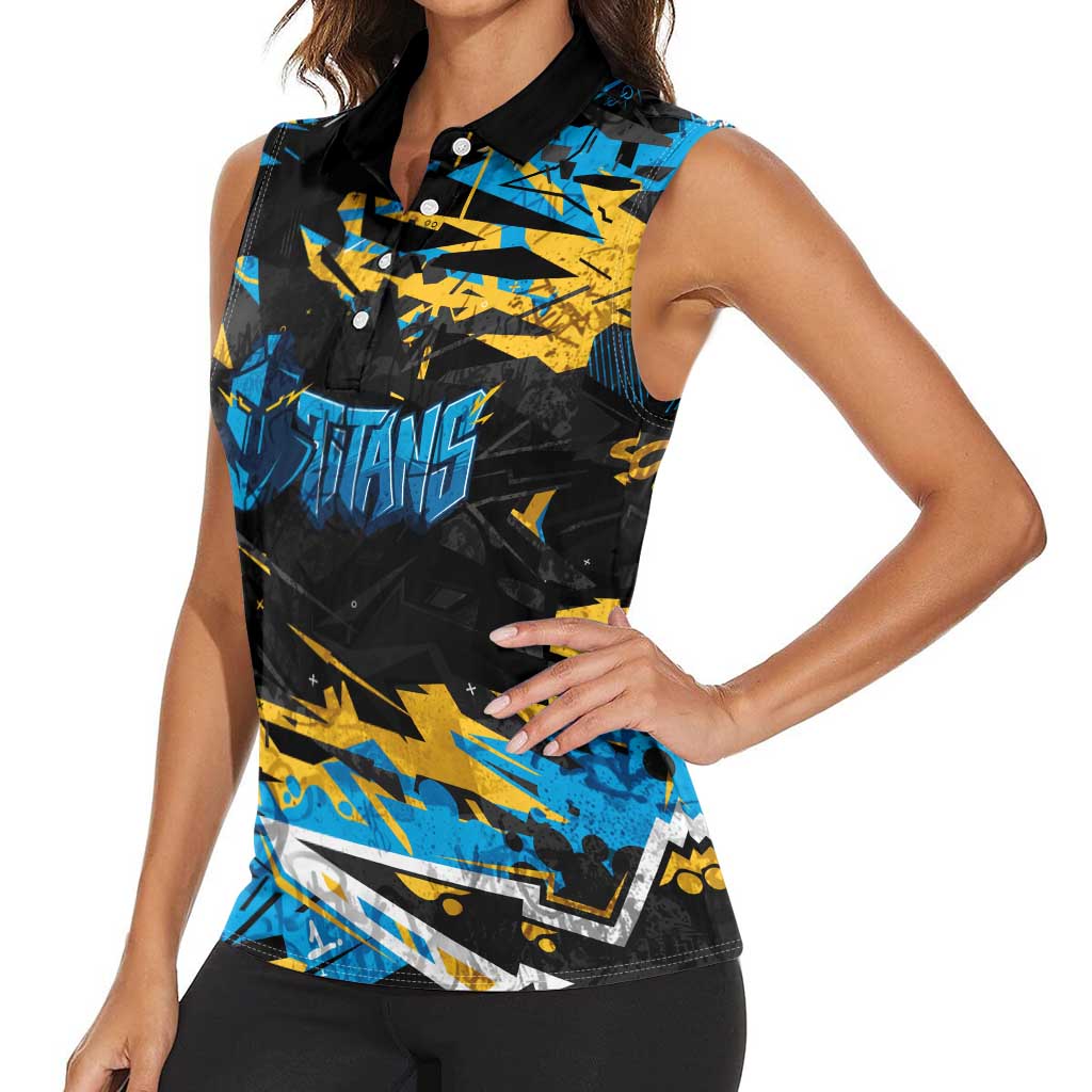 Personalized Gold Coast Titans Women Sleeveless Polo Shirt Graffiti Grunge Abstract Urban Street Style Design