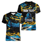 Personalized Gold Coast Titans Women V-Neck T-Shirt Graffiti Grunge Abstract Urban Street Style Design