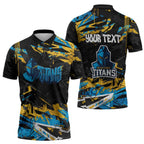 Personalized Gold Coast Titans Zipper Polo Shirt Graffiti Grunge Abstract Urban Street Style Design