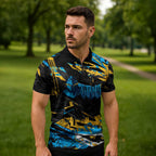 Personalized Gold Coast Titans Zipper Polo Shirt Graffiti Grunge Abstract Urban Street Style Design