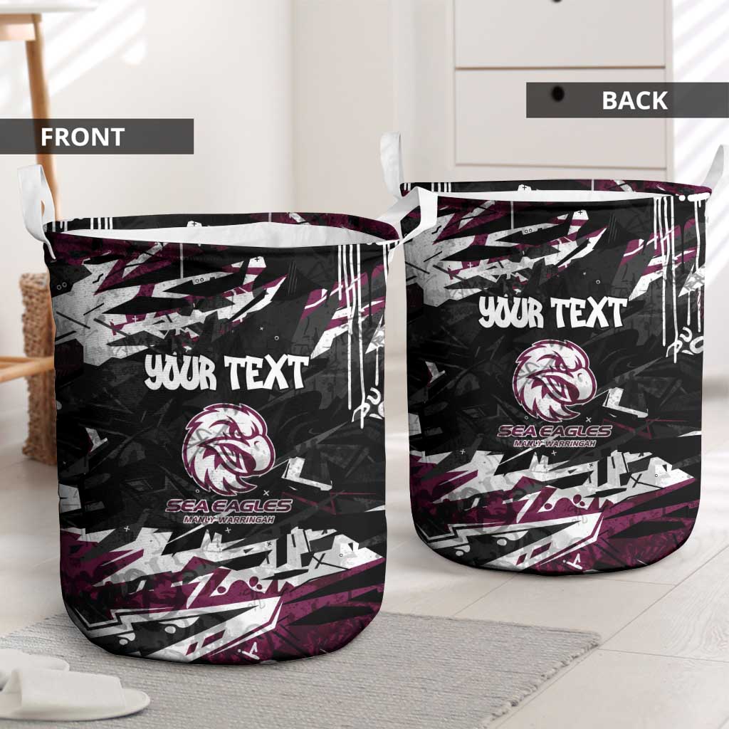 Personalized Manly Warringah Sea Eagles Laundry Basket Graffiti Grunge Abstract Urban Street Style Design